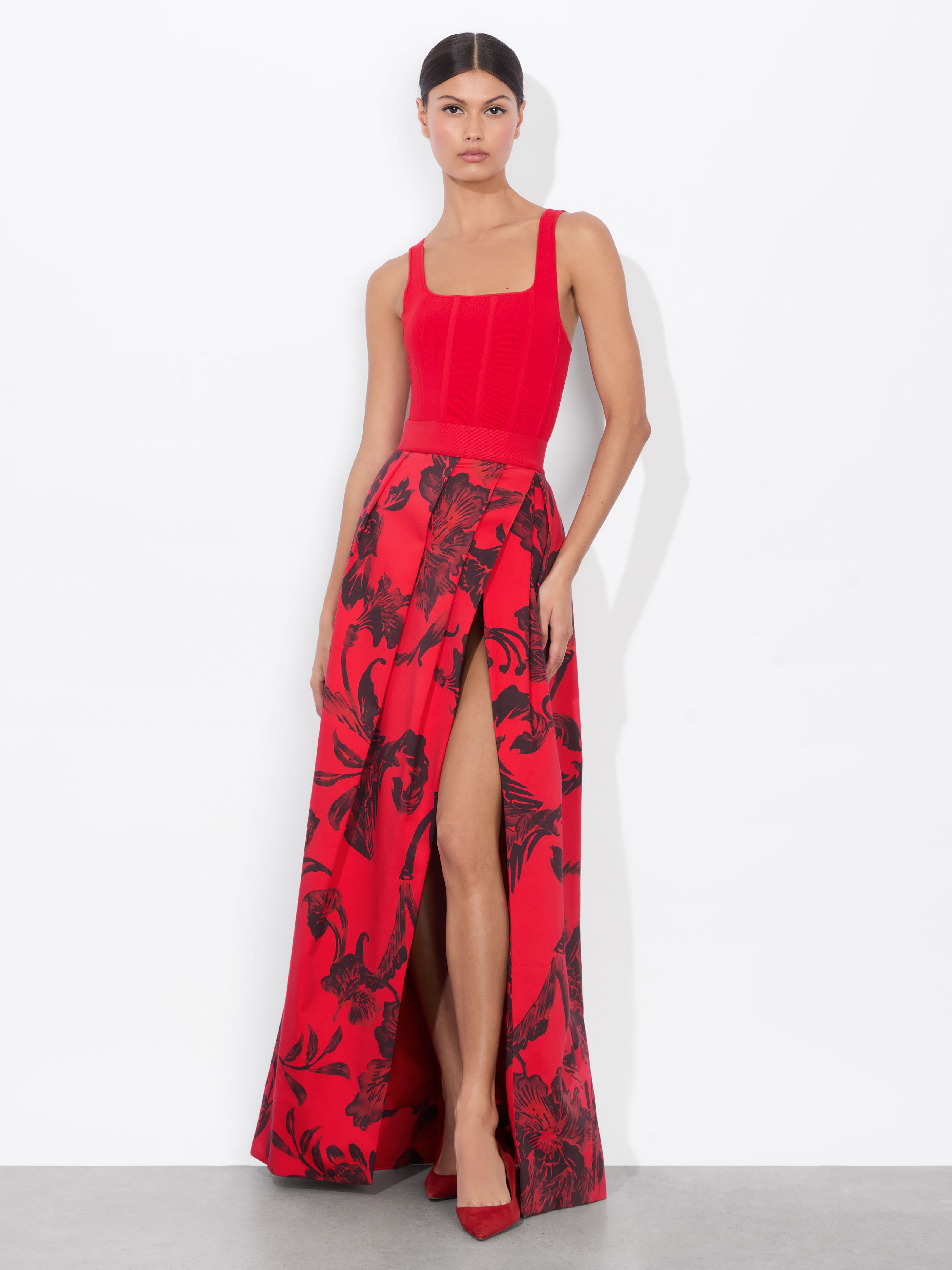 Harmony Drapey Slit Asymmetric Skirt In Dream Life Sharp