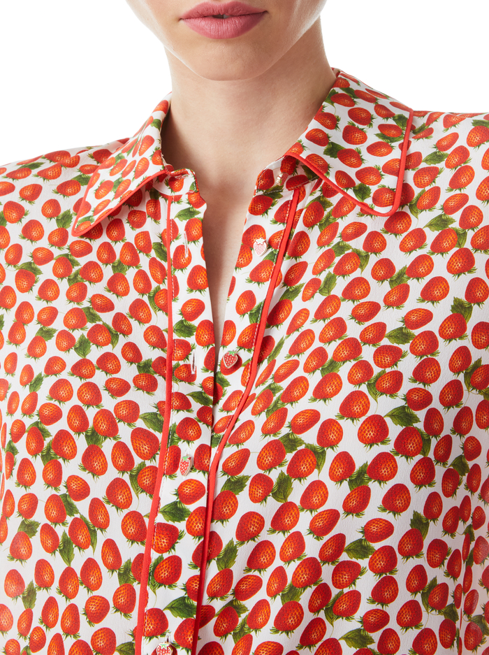WILLA SILK BLOUSE - STRAWBERRY JAM SOFT WHITE image 3 - Alice And Olivia