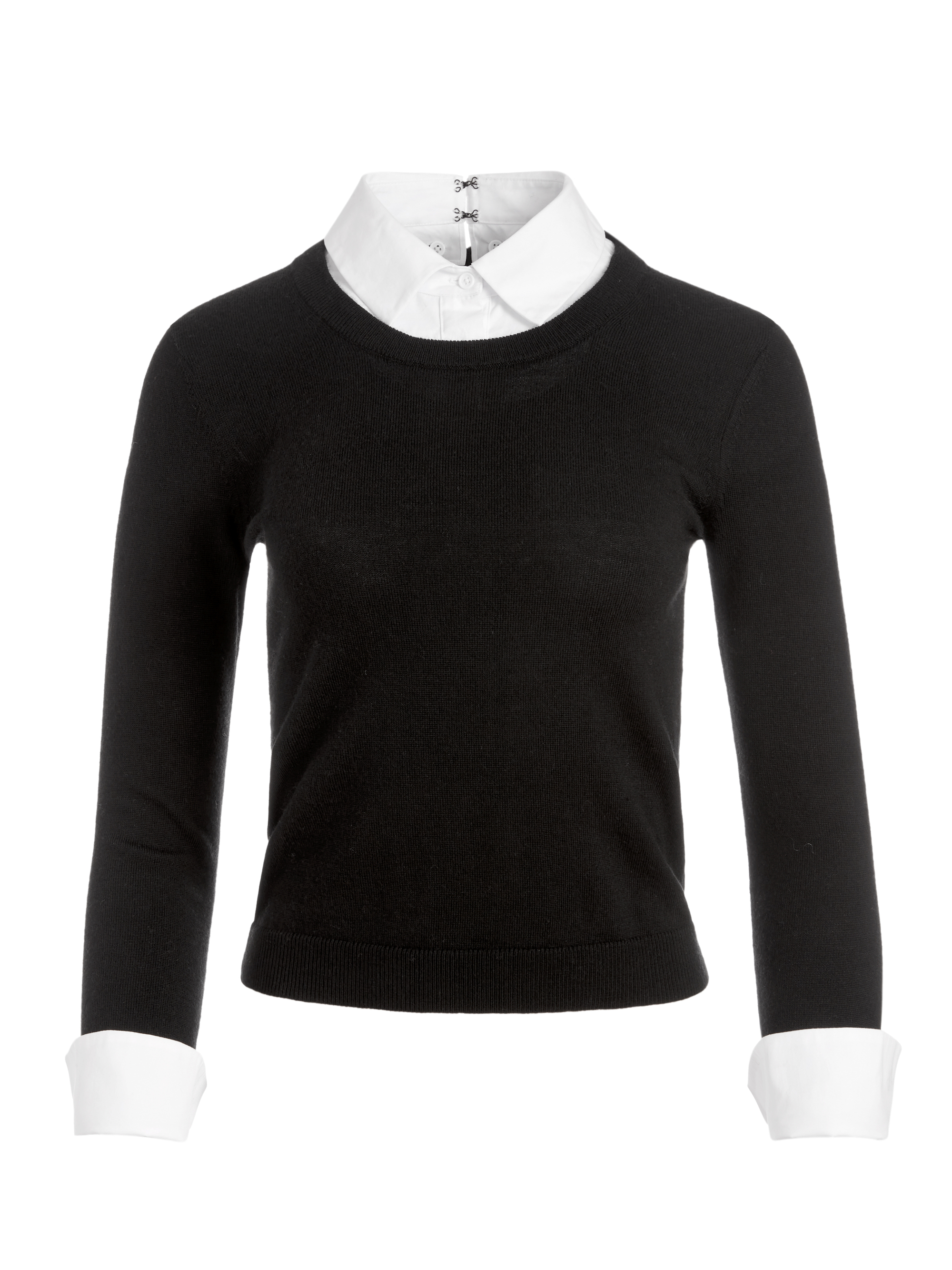 Porla Collared Sweater In Black/white | Alice And Olivia