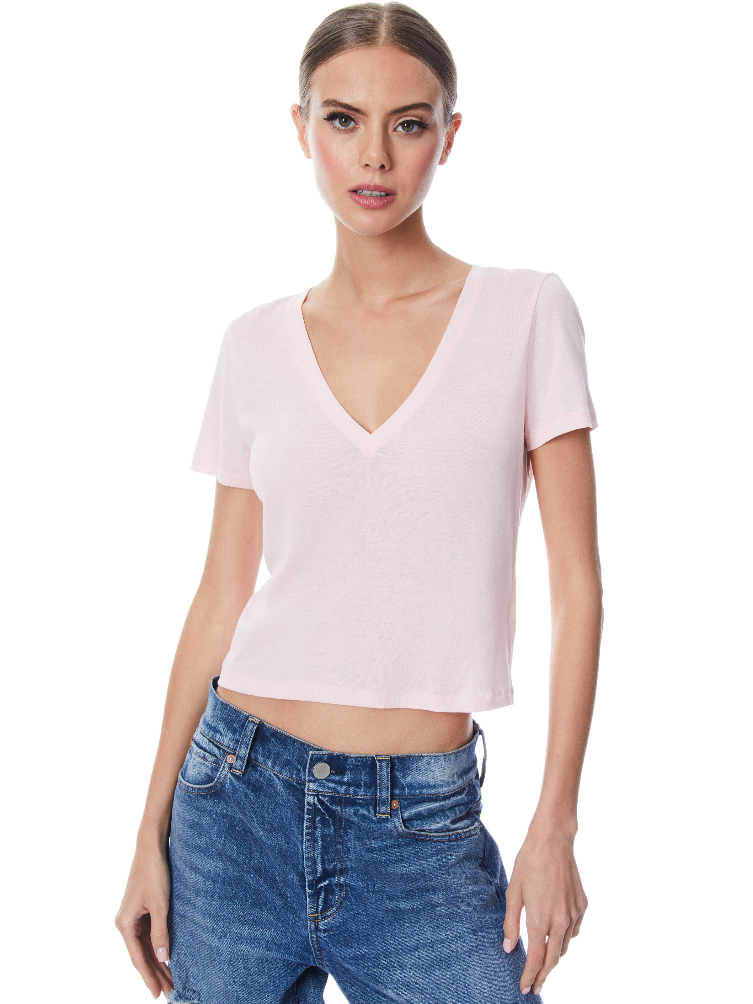 Cropped v neck tee best sale