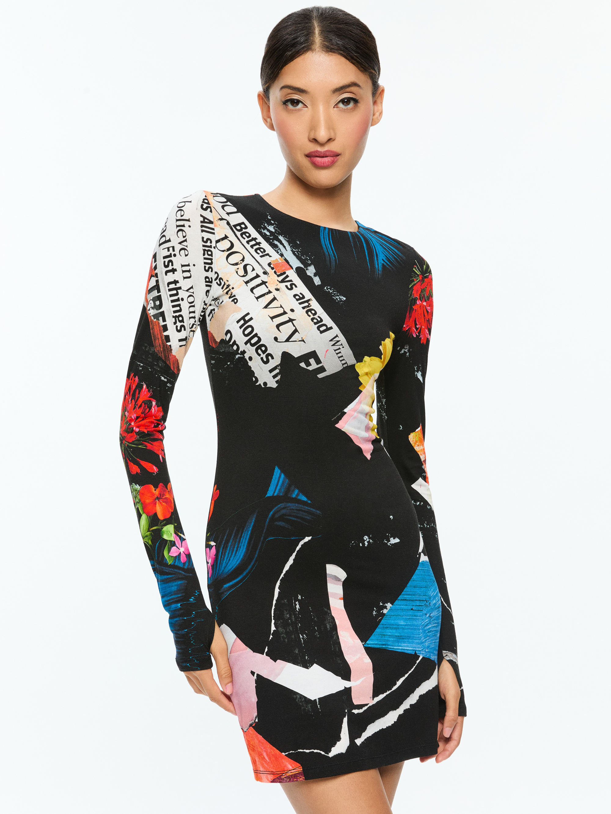Alice + Olivia Delora Feather Cuff Mini Dress main image 0