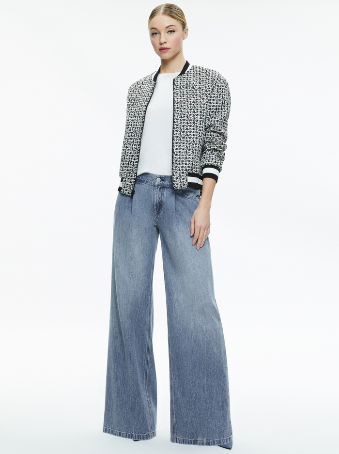 FELISA VARSITY BOMBER JACKET - BLACK/OFF WHITE image 2 - Alice And Olivia