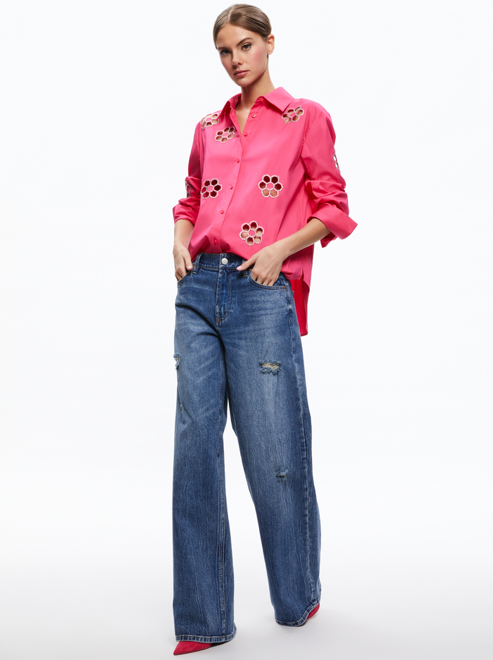 FINELY FLOWER EMBELLISHED BUTTON DOWN - CANDY image 4 - Alice And Olivia