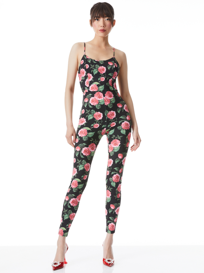 NELDA SPAGHETTI STRAP CATSUIT - CHERI FLORAL - Alice And Olivia