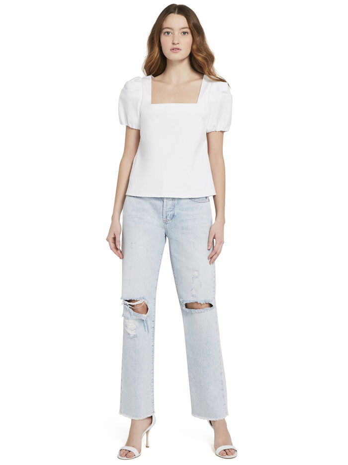 BERNICE PUFF SLEEVE TOP - WHITE image 4 - Alice And Olivia