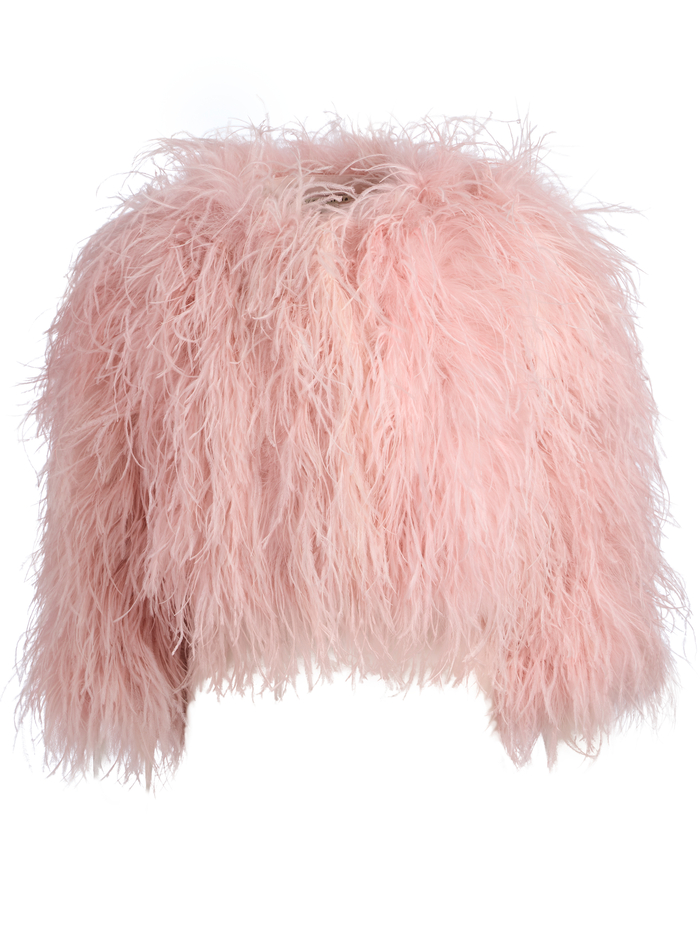 KIDMAN FEATHERED JACKET - ENGLISH ROSE image 5 - ALICE + OLIVIA