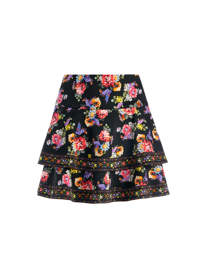 MARVIS TIERED RUFFLED SKIRT - MAGNOLIA FLORAL BLACK/MULTI image 5 - Alice And Olivia