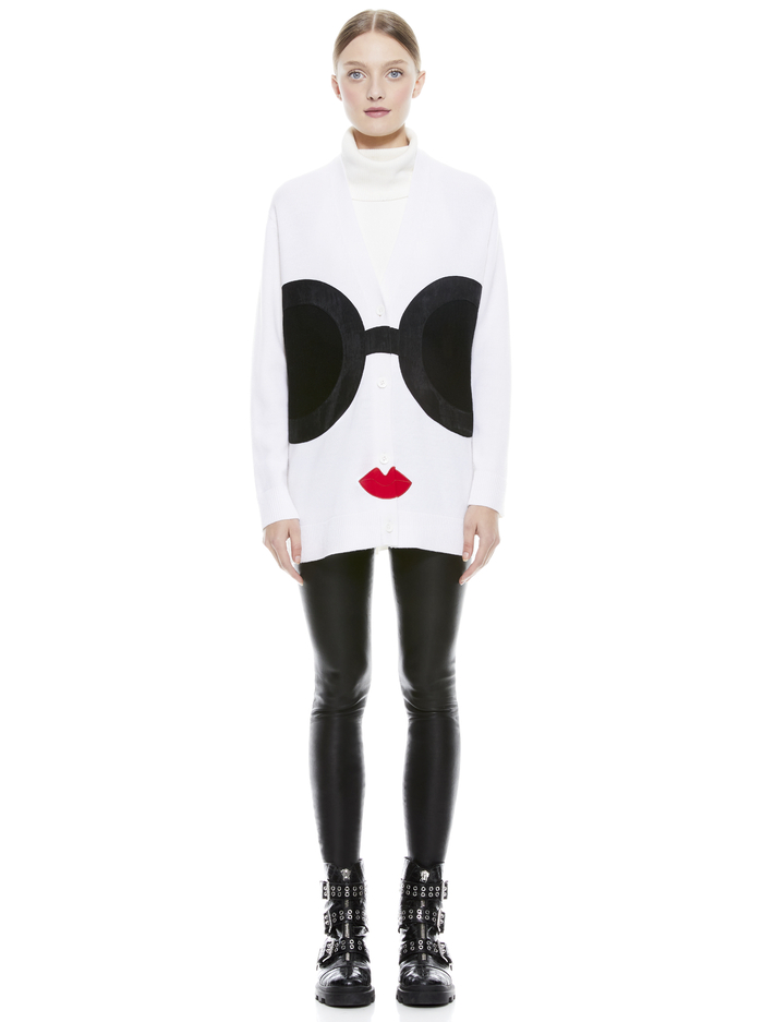 BRADFORD STACE FACE GRANDPA CARDIGAN - SOFT WHITE/MULTI image 4 - Alice And Olivia