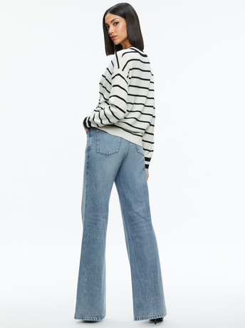 ECRU/BLACK-FILA CREWNECK PULLOVER