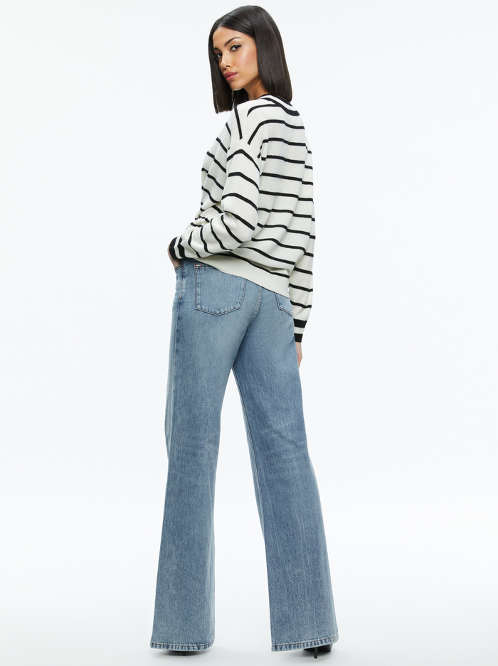 FILA CASHMERE CREW NECK PULLOVER - ECRU/BLACK image 1 - Alice And Olivia