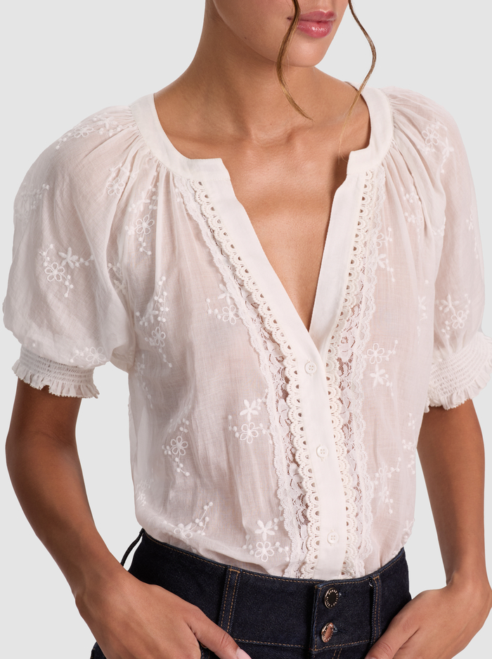THALIA BUTTON DOWN BLOUSE - OFF WHITE image 3 - ALICE + OLIVIA