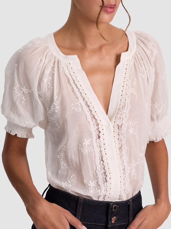OFF WHITE-THALIA BUTTON DOWN BLOUSE