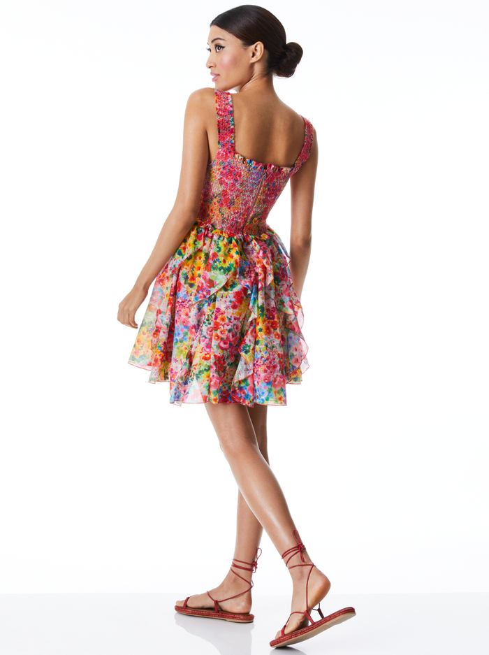 JOCELYN SMOCKED MINI DRESS - GARDEN FLORAL image 1 - Alice And Olivia