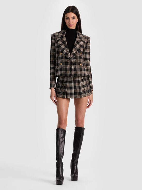 BLACK/MULTI-AVERY DOUBLE BREASTED BLAZER
