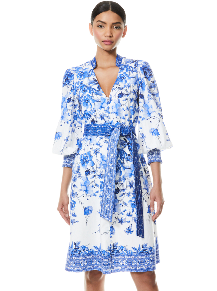 SHANLEY BUTTON FRONT FLORAL MIDI DRESS - FORGET ME NOT MULTI image 2 - Alice And Olivia
