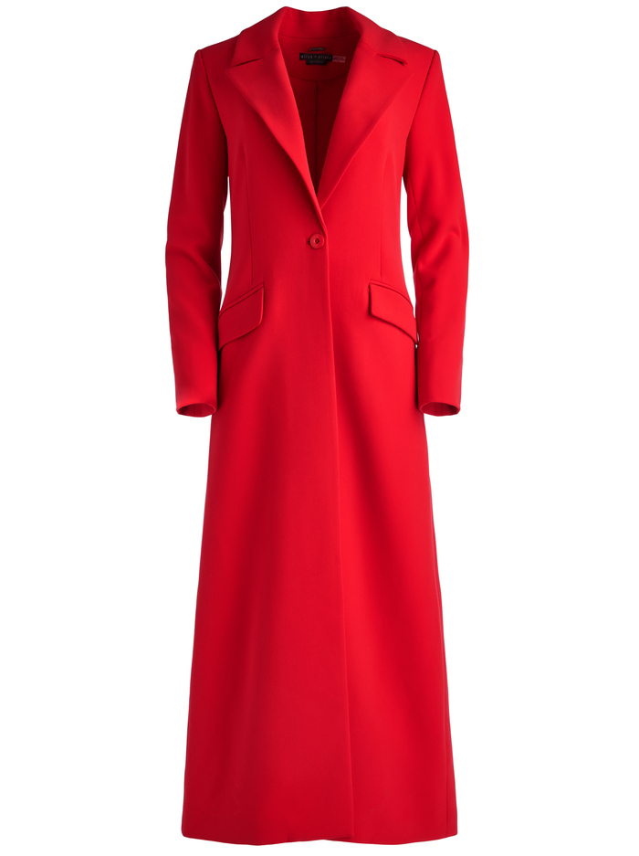 THEO NOTCH COLLAR COAT - PERFECT RUBY image 5 - Alice And Olivia