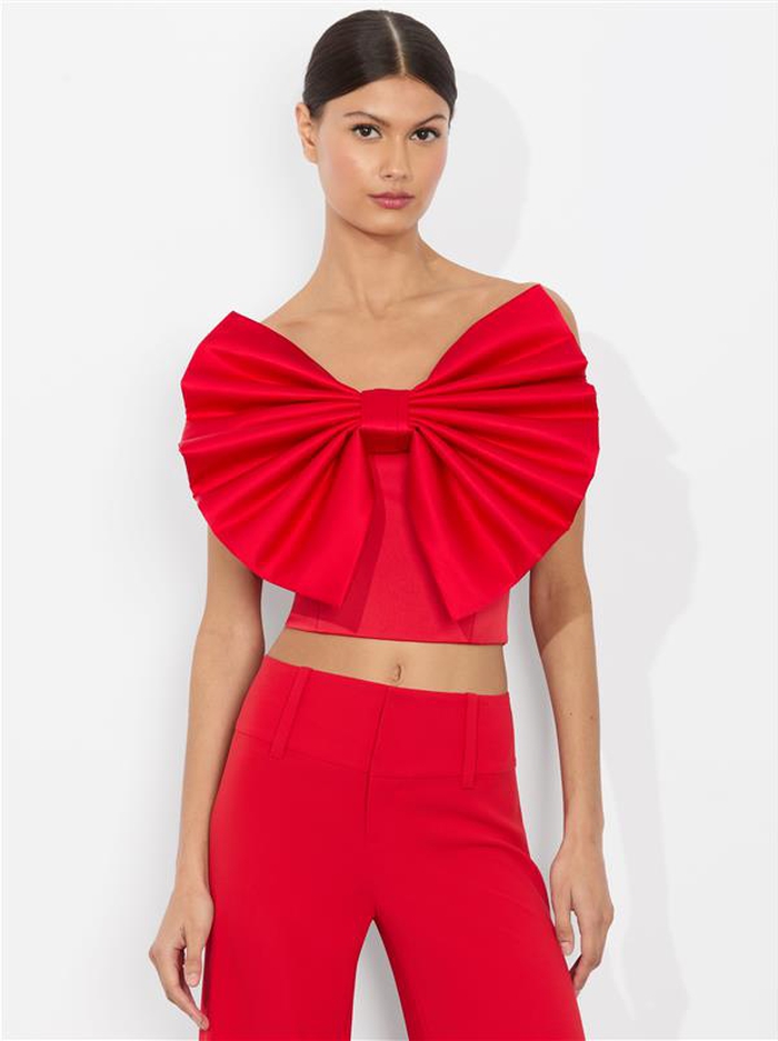 SIBELLA BOW TOP - BRIGHT RUBY - Alice And Olivia
