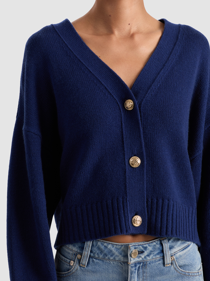 ATTICUS CASHMERE CARDIGAN - INDIGO image 3 - Alice And Olivia