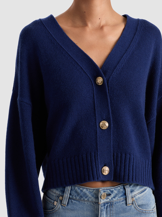 INDIGO-ATTICUS CASHMERE CARDIGAN