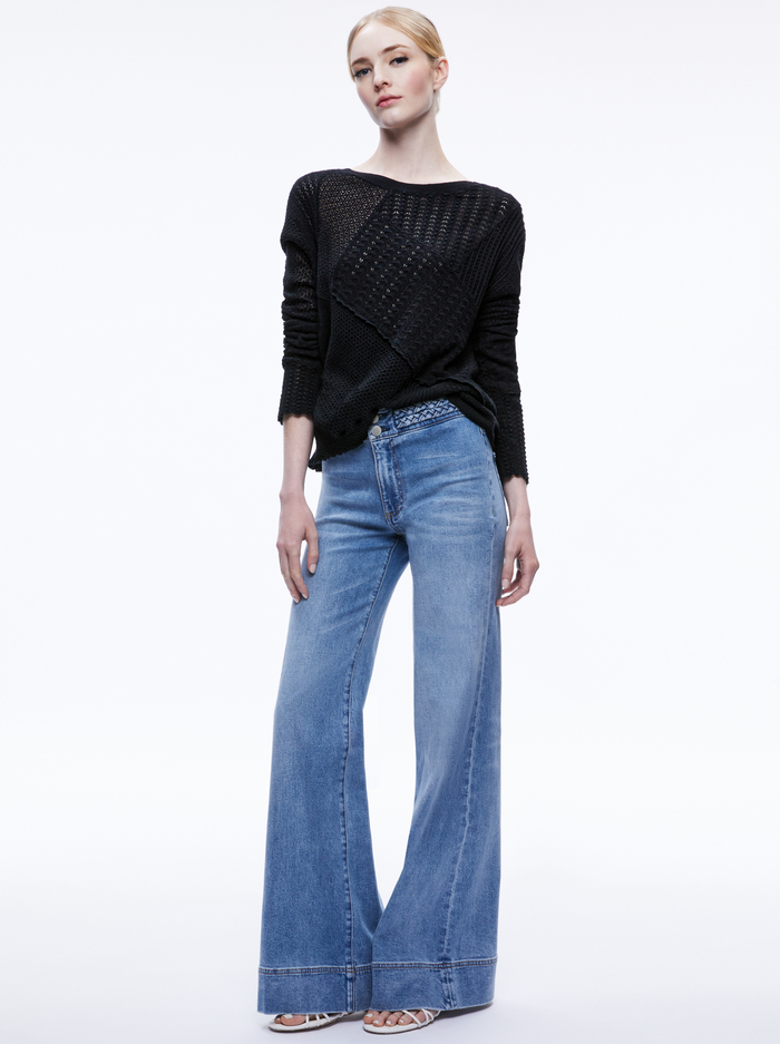 KRAVIT PATCHWORK SWEATER - BLACK image 4 - Alice And Olivia