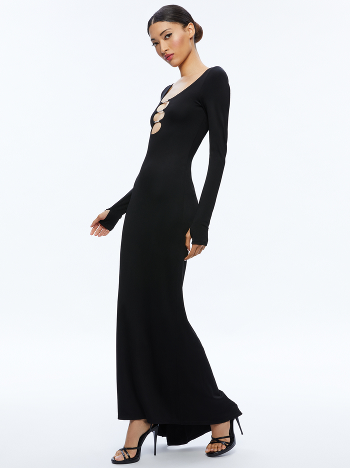 Kalena Scoop Neck Cutout Maxi Dress In Black | Alice And Olivia