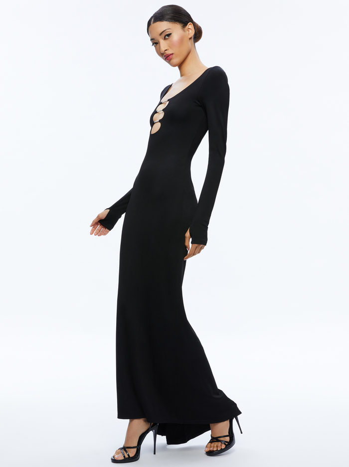KALENA SCOOP NECK CUTOUT MAXI DRESS - BLACK image 2 - Alice And Olivia