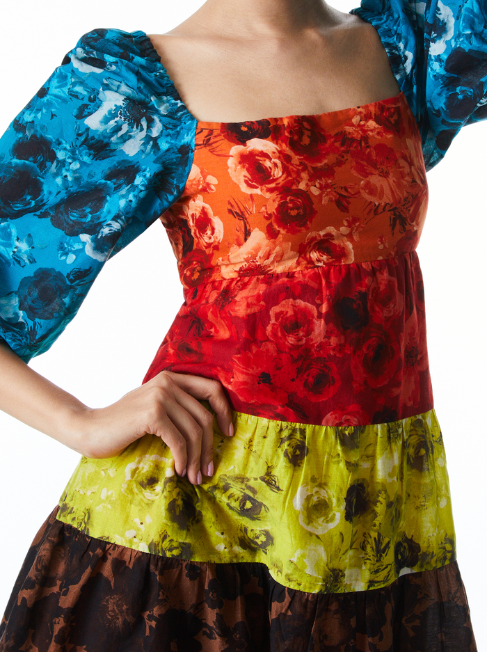 ROWEN TIERED SQUARE NECK BABYDOLL DRESS - MULTI image 3 - Alice And Olivia