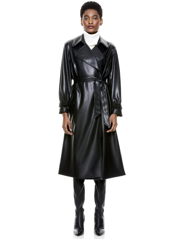 NEVADA VEGAN LEATHER COAT - BLACK image 2 - Alice And Olivia
