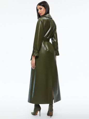 OLIVE-JARRETT VEGAN LEATHER TRENCH COAT