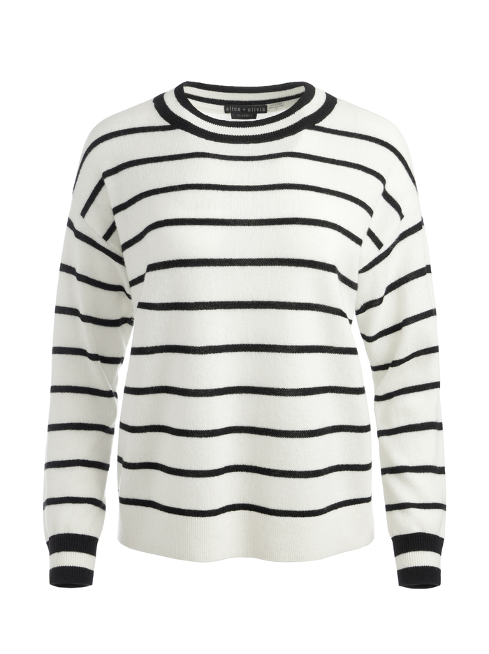 FILA CASHMERE CREW NECK PULLOVER - ECRU/BLACK image 5 - Alice And Olivia