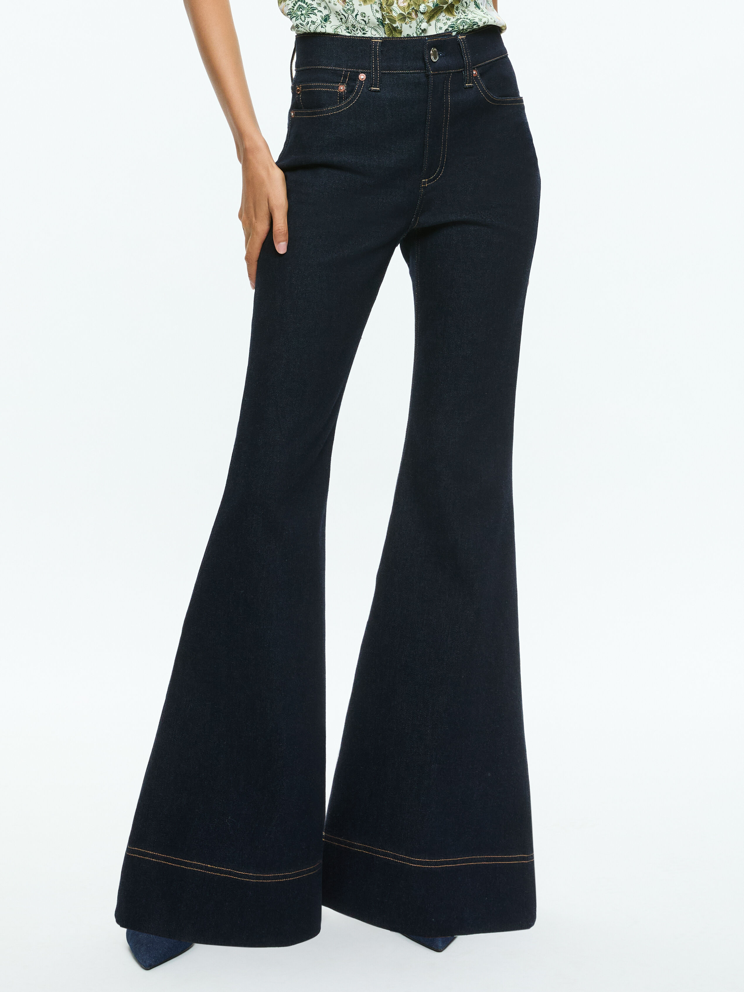 Dark wash bell bottom jeans new arrivals