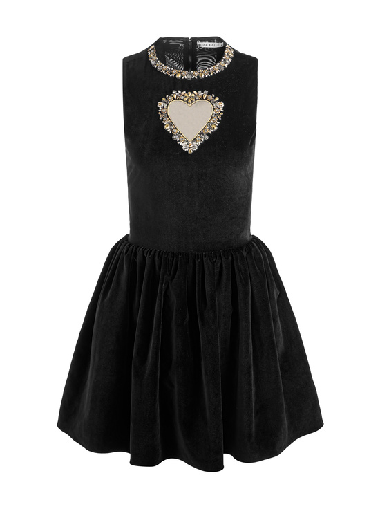 BLACK-ELLA VELVET MINI DRESS