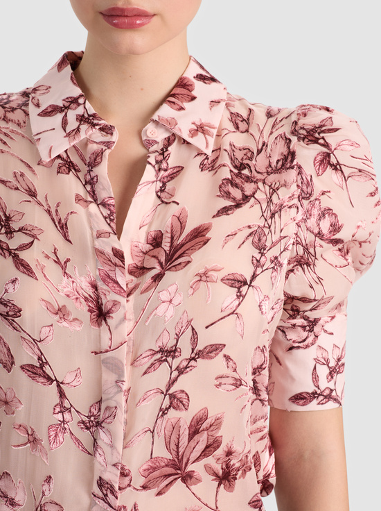 MYSTIC GARDEN ENGLISH ROSE-WILLA PUFF SLEEVE BLOUSE