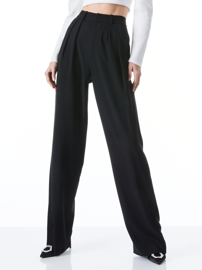 POMPEY HIGH WAISTED PLEATED PANTS - BLACK - Alice And Olivia