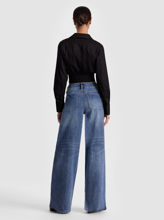 BLACK-EDIE CORSET BUTTON DOWN