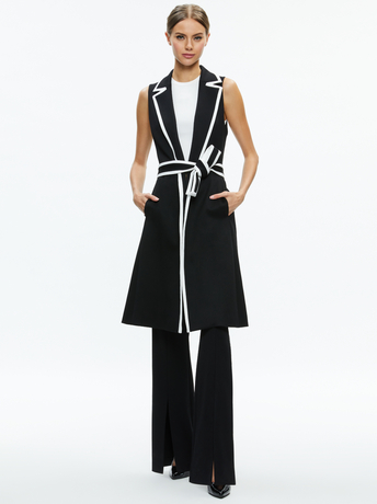 BLACK/OFF WHITE-AUBREY LONG TRENCH VEST