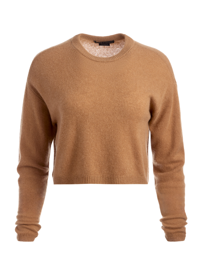 SHERRELL CASHMERE CREW NECK PULLOVER - CAMEL image 5 - Alice And Olivia
