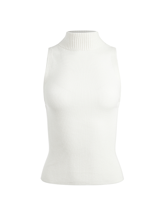 DARCEY TURTLENECK SWEATER TANK - ECRU image 5 - Alice And Olivia