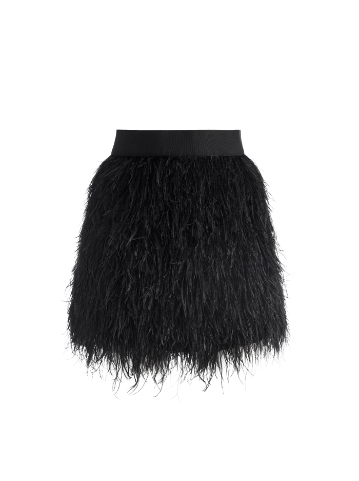 CINA FEATHER SKIRT - BLACK image 4 - Alice And Olivia