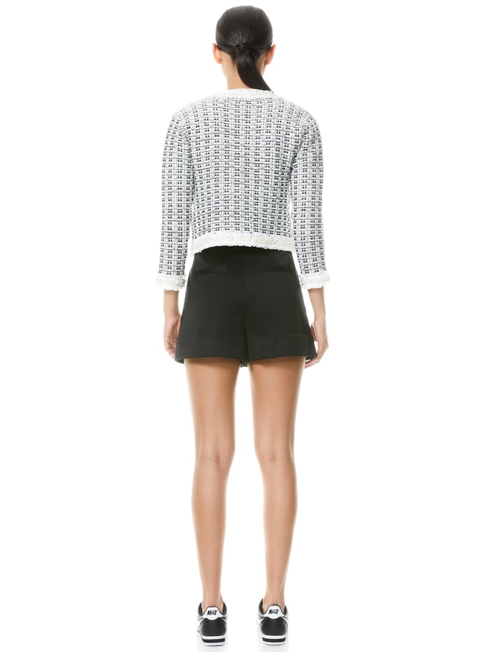 GEORGIA EMBELLISHED SWEATER JACKET - SOFT WHITE/BLACK image 1 - Alice And Olivia