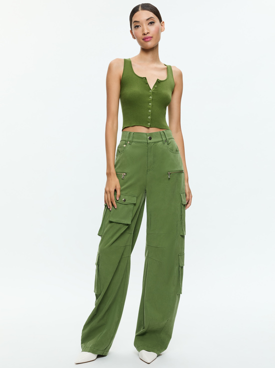 AVOCADO-DARYN BUTTON THROUGH CROPPED TANK