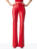 OLIVIA VEGAN LEATHER BOOTCUT PANT - PERFECT RUBY