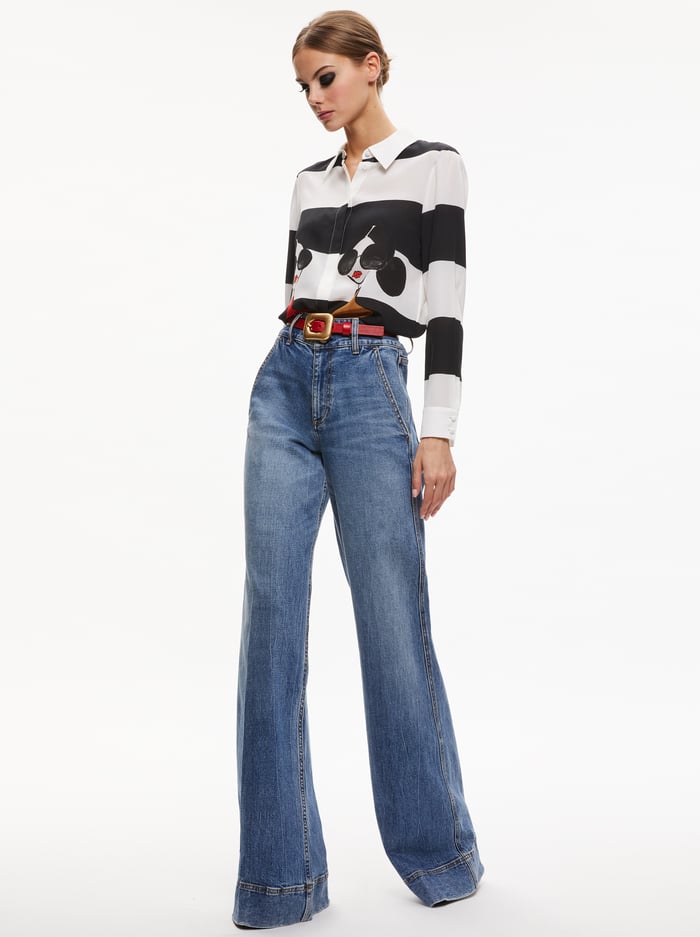 WILLA STACEFACE TOP - BLACK/MULTI image 3 - Alice And Olivia