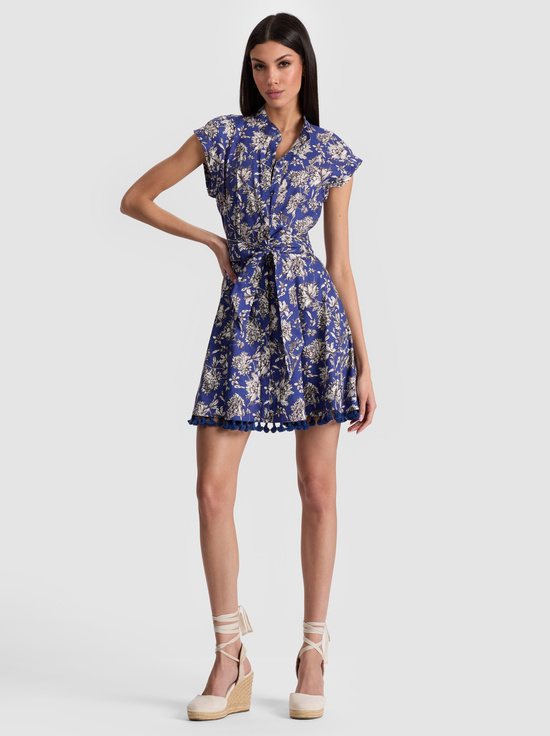 BLOOMING WILD INDIGO-LUCY MINI DRESS