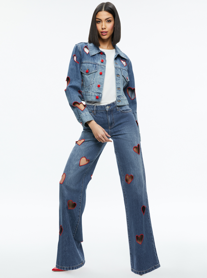 JEFF HEART EMBROIDERED CROPPED DENIM JACKET - TRUE BLUES DARK image 4 - Alice And Olivia