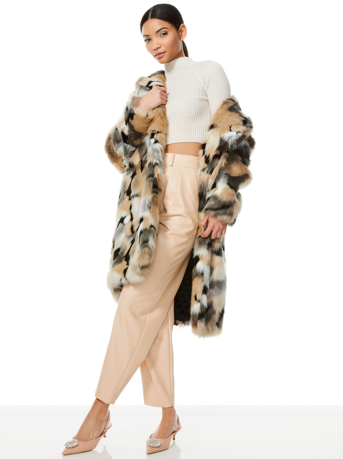 YETTA FAUX FUR COAT - NEUTRAL/BLACK image 4 - ALICE + OLIVIA
