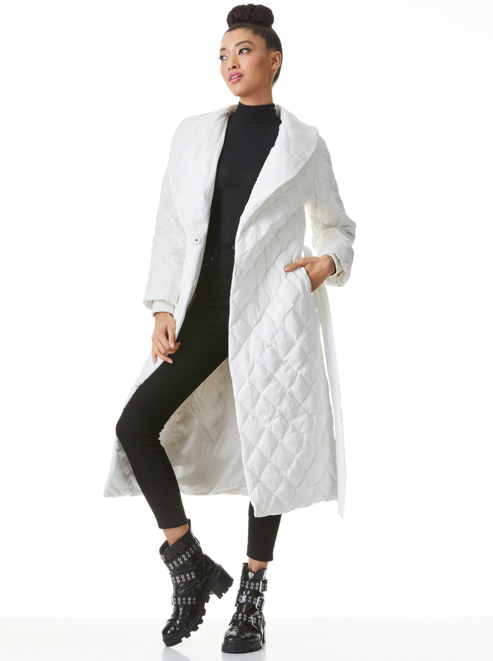 HELENA SHAWL COLLAR MAXI PUFFER - OFF WHITE image 2 - Alice And Olivia