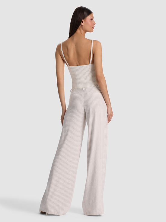 OFF WHITE/BLACK PINSTRIPE-KELCEY LINEN VEST