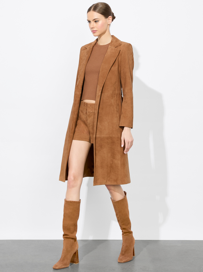 KARLEY SUEDE COAT - CAMEL image 4 - Alice And Olivia