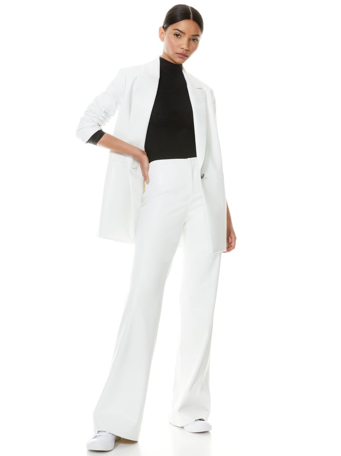 DUNN ROLL CUFF VEGAN LEATHER BLAZER - OFF WHITE image 4 - Alice And Olivia